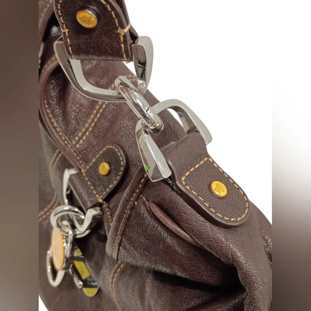 NWT Ted Baker Dog Clip Chocolate Leatjer‎ Shoulder Bag
